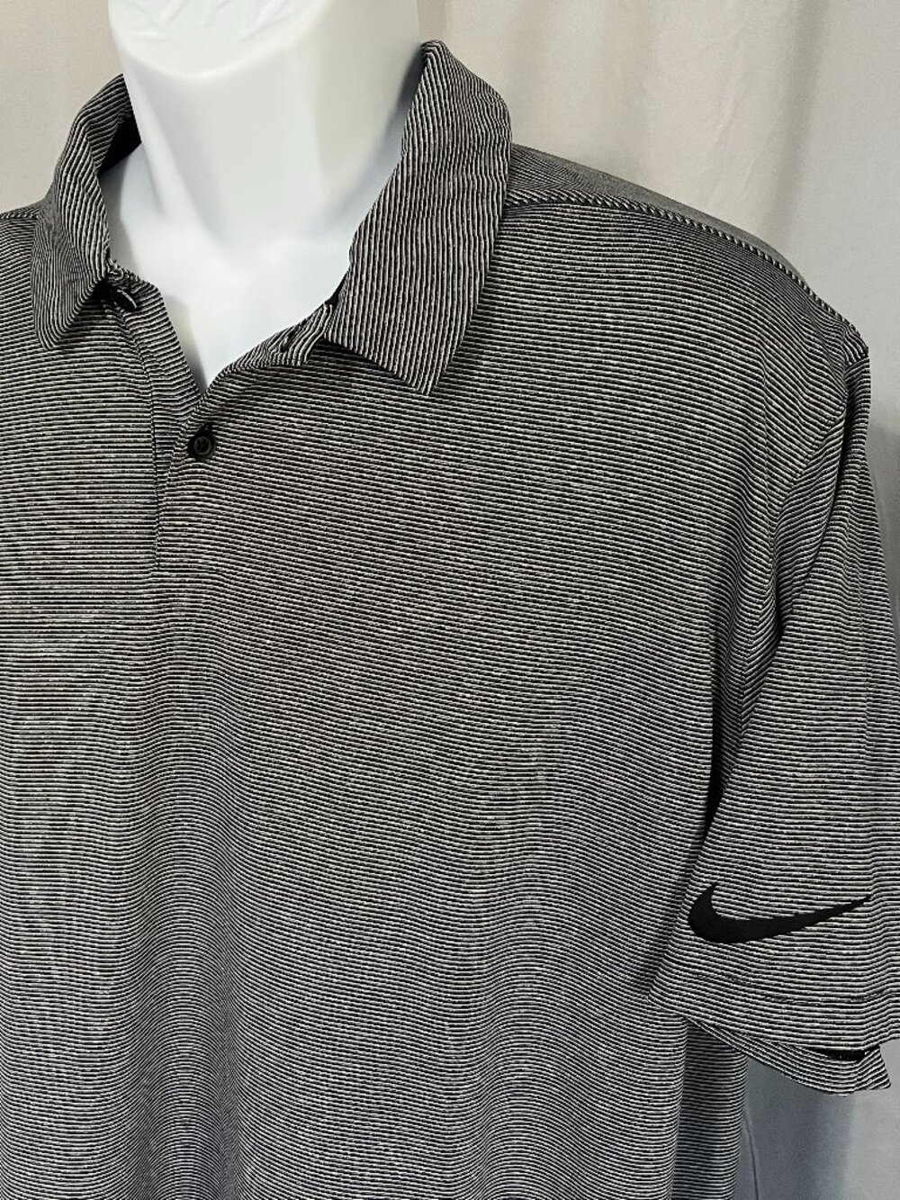 ⛳ Nike Golf Men’s Gray & Black Striped Standard Fit Polo Shirt XL EUC 👟
